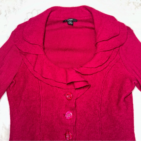 Alfani Boiled Wool Flutter Collar Jacket Maroon Button Down Size PM Petite - Picture 5 of 14
